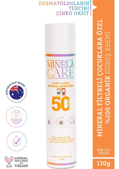 Minela Care Organik Mineral Filtreli Bebek Ve Çocuk Güneş Kremi SPF50 110 G