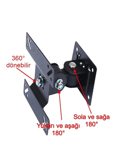 14-24'' Led Lcd Tv Duvar Askı Aparatı 180 Dönebilen, 15kg, Siyah