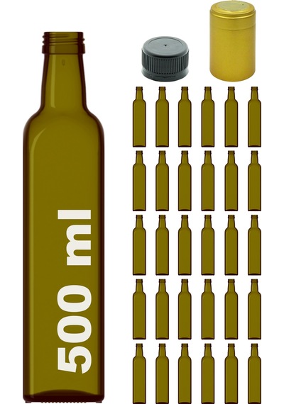 Afracam Maraska Yeşil 500 ML Cam Şişe Kapak Kapüşon 30 Adet