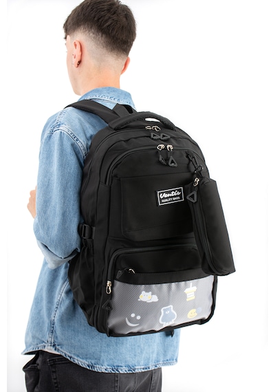 Ventis Qualty Okul Çantası Su Geçirmez Klinkır Kumaş Unisex Sırt Çantası Model 7d Siyah