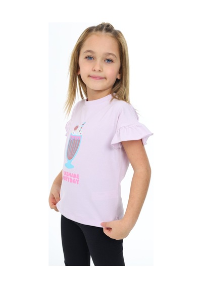 Toontoy Kids Toontoy Kız Çocuk Mılkshaek Everyday Baskılı Tişört Açık Lila