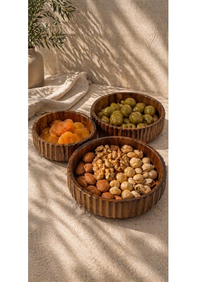3'lü Akasya Kase Seti- 3lü Akasya Oyuklu Mien Curve Bowl Kase-akasya Derin Tabak Salata Çerezlik Kase Seti Kahve Tonları 3'lü Akasya Kase Seti- 3lü Akasya Oyuklu Mien Curve Bowl Kase-akasya Derin Tabak Salata Çerezlik Kase Seti Kahve Tonları