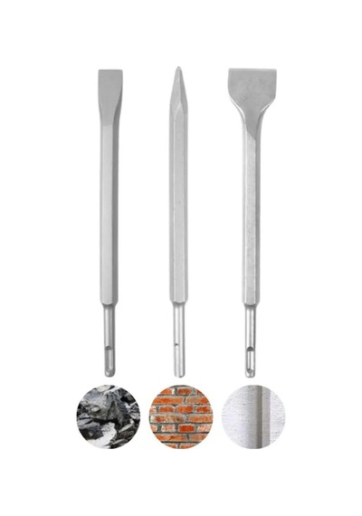 Mucit Home 3 Parça Beton Tuğla Duvar Kırma Delme Hilti Uç 25 Cm Keski Murç Seti
