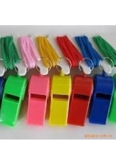 Renkli Düdük Ipli Plastik 10'lu Çok Renkli