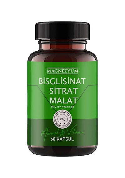 Magnezyum: 1 Adet Bisglisinat Magnezyum Sitrat Magnezyum Malat &amp Vitamin B2 B3 B6 Ve Mineral Kapsülleri 60lı