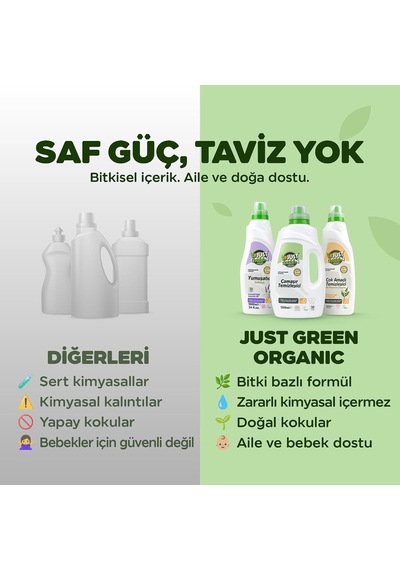 Just Green Organic Renkli Çamaşırlar İçin Doğal Sıvı Deterjan, Hassas Ciltlere Özel Hipoalerjenik & Vegan Çama Diğer