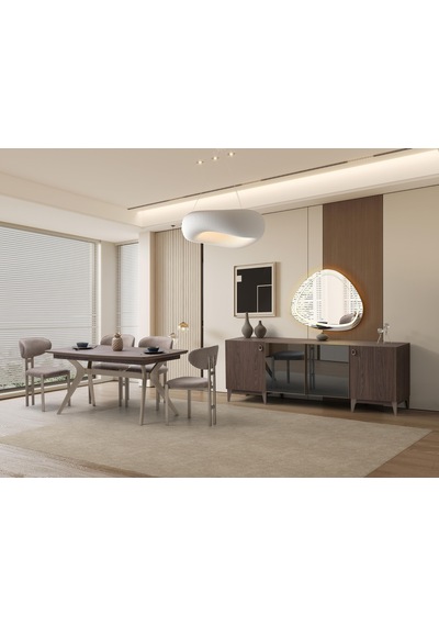 Bergamo Modern Dolaplı Çekmeceli Aynasız Konsol 200 50 78 Ekru