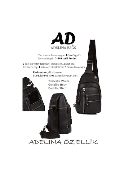 Adelina Bags Unisex Siyah Werner Göğüs Ve Omuz Çantası Çapraz Askılı Body Bag