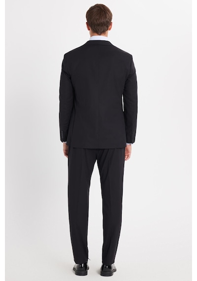 Tudors Erkek Slim Fit Mono Yaka Likralı Esnek Kumaş Siyah Takım Elbise-33904 Siyah