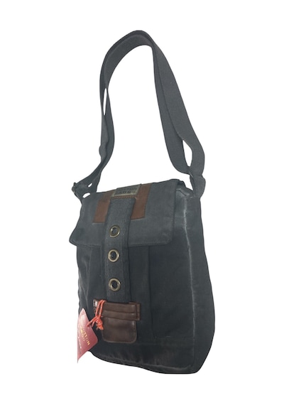 Old Cotton Cargo Vintage Küçük Salaş Unisex Günlük Çapraz Postacı Çantası S Boy 20x24cm Siyah