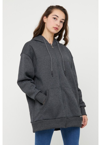 Ünisex Fermuarlı Sweatshirt Antrasit Lacivert