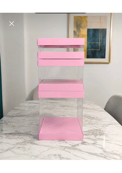 Asetat Gelin Çeyiz Bohça Kutusu Toz Pembe 3'lü Set 1 Takım Şeffaf Katlanabilir Demonte Söz Nişan Hediyelik Ölçüler Büyükboy:33 33 40cm Orta Boy: 33 33 25cm Küçük Boy: 33 33 15cm