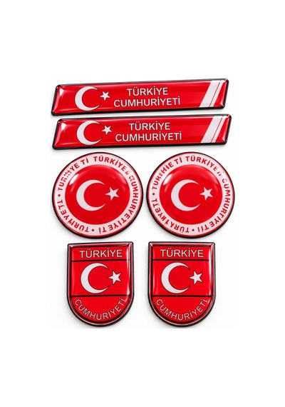 Türkiye Cumhuriyeti 3d Damla Etiket Seti 6 Parça Araç Motor Bisiklet Sticker