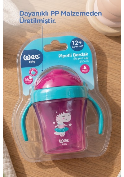 Wee Baby Pipetli Bardak Pembe Renkli Çok Renkli