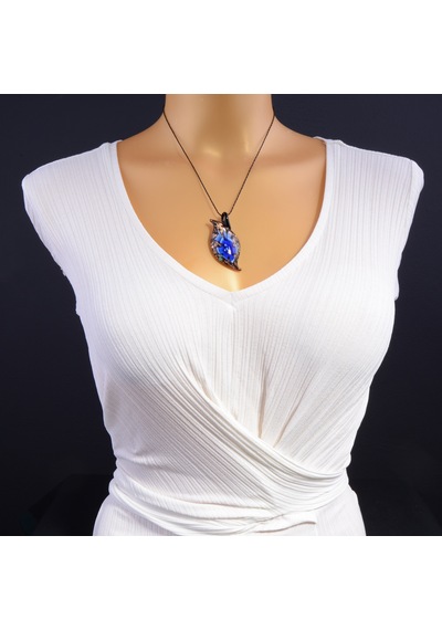 Murano Yaprak Kolye -  Safir