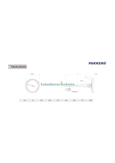 100 MM 500 C Derece 70 CM Dalma Boylu Kazan.fırın.taş Fırın Termometresi