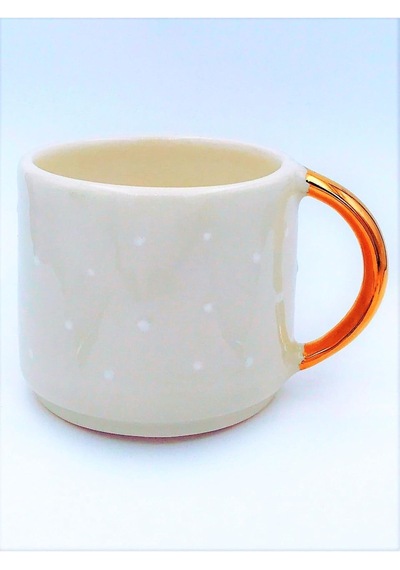 Lexroo Kiraz Kabartmalı Mug, 24 Ayar Gerçek Altın Dekorlu, El Yapımı, Hediyelik Mug, 270 Ml