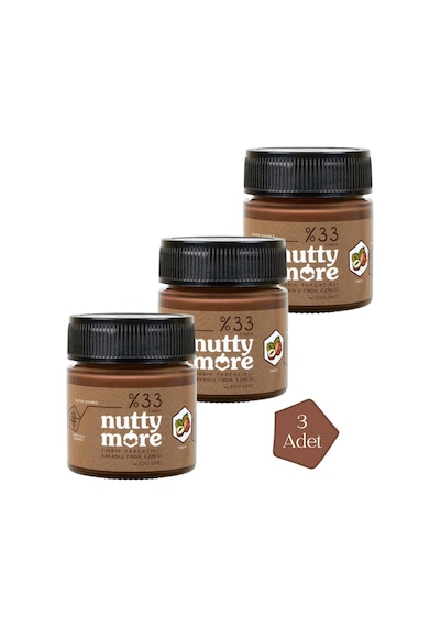 Nutty More %33 Fındık Parçacıklı Kakaolu Fındık Ezmesi 200 Gr X 3 Adet