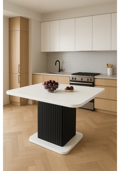 Kuzey 90x90x75cm 36mm Kalın Kenarlı Kare Beyaz Sütunlu Mutfak Masası Sadece Masadır Siyah Kuzey 90x90x75cm 36mm Kalın Kenarlı Kare Beyaz Sütunlu Mutfak Masası Sadece Masadır Siyah