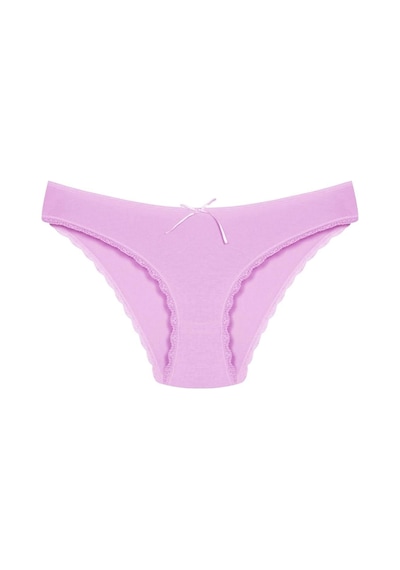 1101 Bikini Kadın T. Dantelli Külot Paketi 1101-v10-Pembe-Lila-Somon-Mint-Vizon Çok Renkli