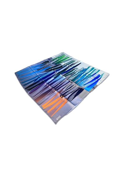 Aker Mavi Geometrik Desen Tivil İpek Eşarp 8838713-921