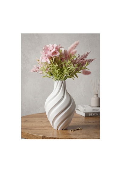 Aura Dekoratif Vazo - Ev Ve Ofis İçin Güzel Tasarım Estetik Obje Beyaz