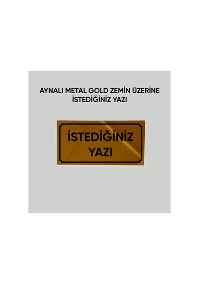 Gold Aynalı Aluminyum Kapı İsimliği İstediğiniz Yazıyı Yazdırabilirsiniz Arkası Yapışkanlı 10x20 Cm