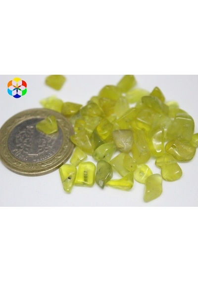 Delikli Peridot (Zebercet) Taşı Mini Boy 50 Adet