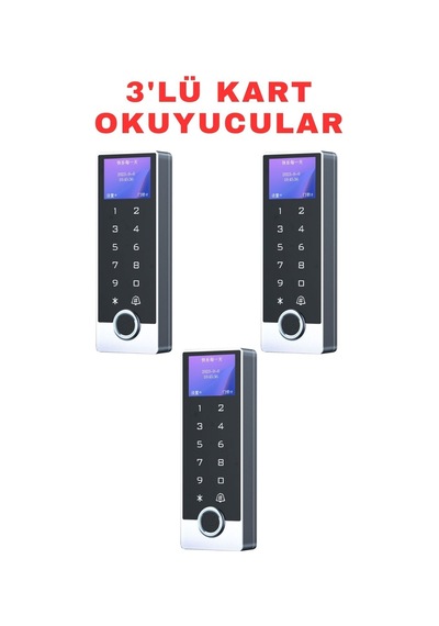 Sr-213 Lcd Em Parmak İzi Kart Şifre Okuyucu Lcd Ekranlı Metal Kasa 125 Khz 3 Adet