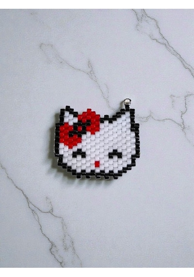 Hello Kitty Figürlü Miyuki Anahtarlık&çanta Süsü Siyah - Beyaz