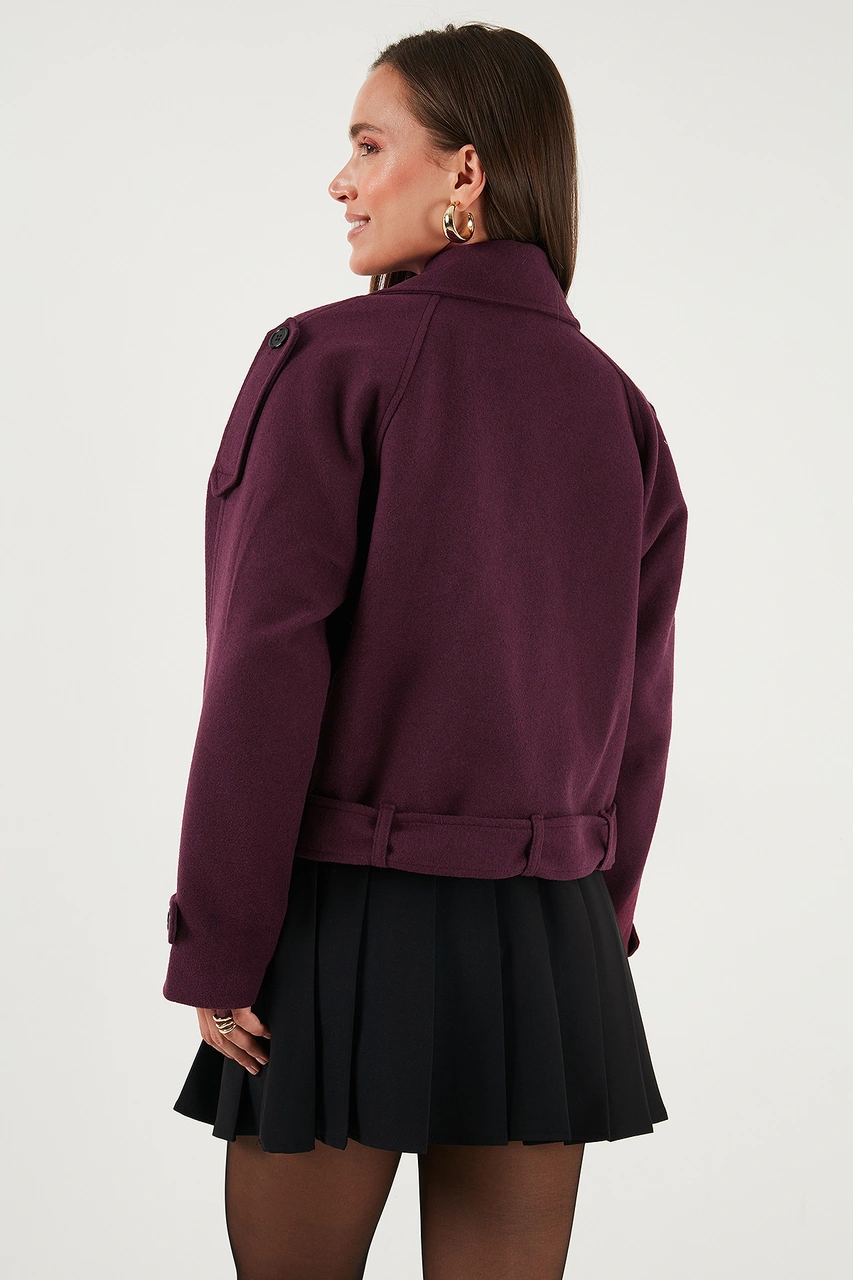 Lela Pamuklu Regular Fit Yumuşak Dokulu Kaşe Kısa Bayan Kaban 6810286 Bordo