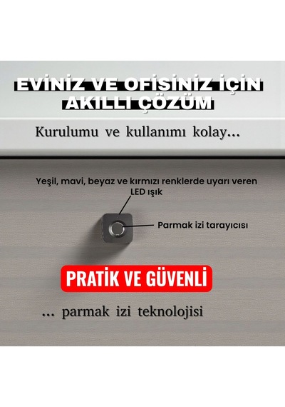 Upway Parmak İzi İle Açılan Akıllı Mobilya Çekmece & Dolap Kilidi Siyah
