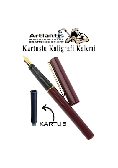 Kaligrafi Kalemi 1 Adet Kartuşlu Kesik Uçlu Dolma Kalem Calligraphy Kalem Seti Hat Yazma Tasarım Sanat Kalemi Hattat Kırmızı
