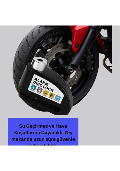 Alarm Disk Kilidi 110 Db Motosiklet Scooter Bisiklet Güvenlik Kilidi 03289694