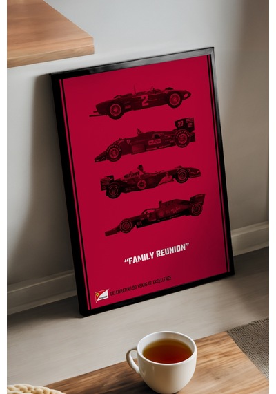 Formula 1 Siyah Ahşap Çerçeveli Poster, Dekoratif Araba Duvar Tablosu