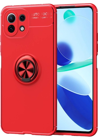 Xiaomi Mi 11 Lite Uyumlu Kılıf Range Yüzüklü Silikon - Kırmızı