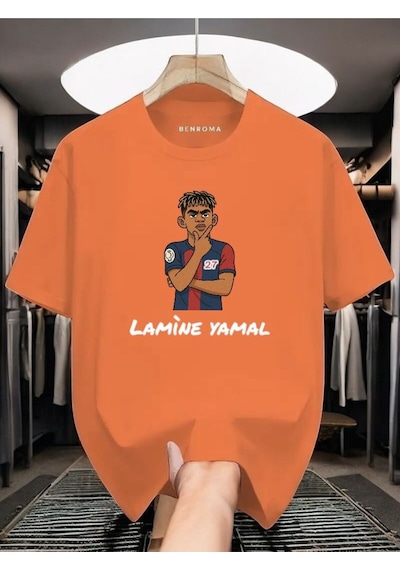 Lamine Yamal Baskılı Tişört Turuncu