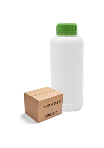 Borox Plastik Yuvarlak Yeşil Kilit Kapaklı Numune Şişe 100 x 500 ML
