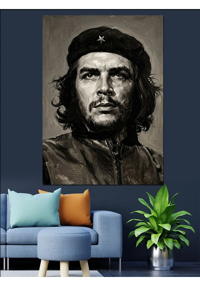 Che Guevara Klasik Siyah Beyaz Dekoratif Kanvas - Mdf Ahşap Tablo