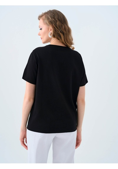 Loft Regular Fit Siyah Kadın T-shirt Lf2039148 SIYAH
