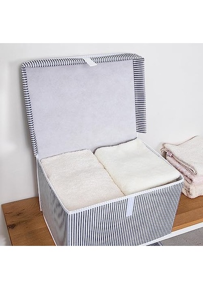 Çok Amaçlı Düzenleyici Kapaklı Sandık Tipi Kutu Hurç Organizer 3 Lü Set Gri, Mini 40 X 30 X 26
