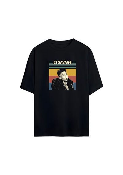 Noıssey 21 Savage Tasarımlı Unisex Oversize T-shirt Siyah