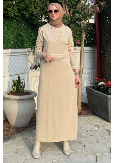 Rabia Şamlı Samanyolu Taş Triko Elbise Normal