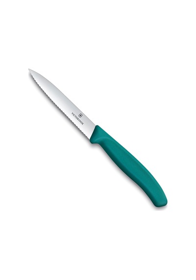 6.7734.c1 Swiss Classic 10cm Tırtıklı Soyma Bıçağı, Yeşil Çok Renkli