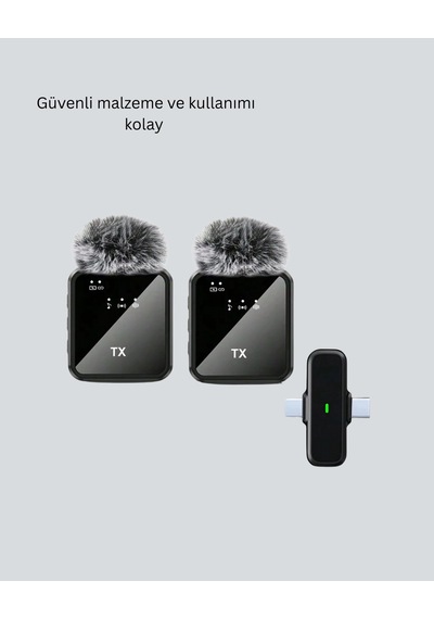 Video Prodüksiyonları İçin 2 Li Kablosuz Yaka Mikrofon Seti