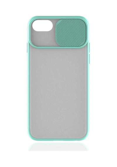 Kilifone - Apple Uyumlu iPhone 7 - Kılıf Slayt Sürgülü Arkası Buzlu Lensi Kapak - Turkuaz