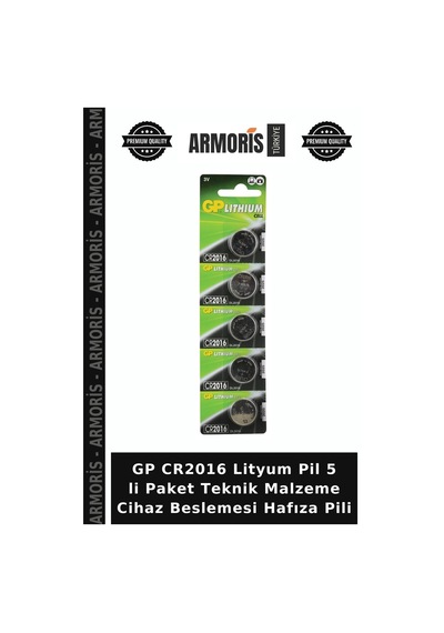 Gp Cr2016 Lityum Pil 5 Li Paket Teknik Malzeme Cihaz Beslemesi Hafıza Pili