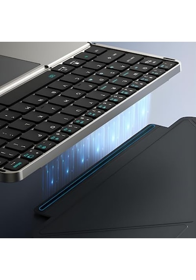 Katlanabilir Türkçe Q Kablosuz Klavye, Tablet Telefon Standlı, Geniş Touchpad, Çoklu Cihaz Bağlantı, Scissor Tuş, 500mah, Tablet Telefon Laptop Uyumlu Klavye, Siyah İbox11