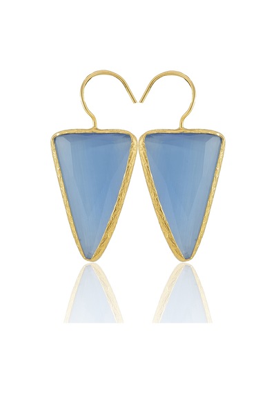 Kadir Jewellery 22 Ayar Altın Kaplama Vintage Küpe -el İşçiliği Ve Hipoalerjenik Küpe Buz Mavisi 99859727