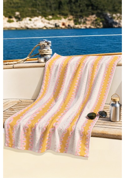 Çizgili Retro Fırfır Desenli Plaj Havlusu - Pastel Bohem Sarı Pembe Hızlı Kuruyan Mikrofiber Havlu Yumuşak Papatya Çizgili Retro Fırfır Desenli Plaj Havlusu - Pastel Bohem Sarı Pembe Hızlı Kuruyan Mikrofiber Havlu Yumuşak Papatya